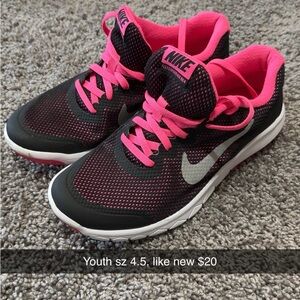 Nike Black and Pink Youth Sneakers